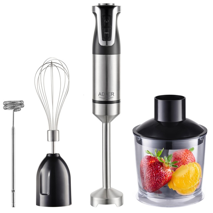 Ръчна блендер, Adler, 1800W, 20 скорости, комплект с 600ml контейнер и 700ml мерителна чаша