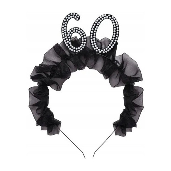 Лента за глава, Парти декорация, номер 60, черна, 12х19,5см