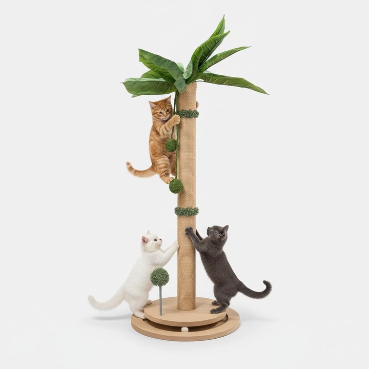 Котешки ансамбъл за игра, 84 см, дизайн тип палма, със сизалов стълб и топки за игра