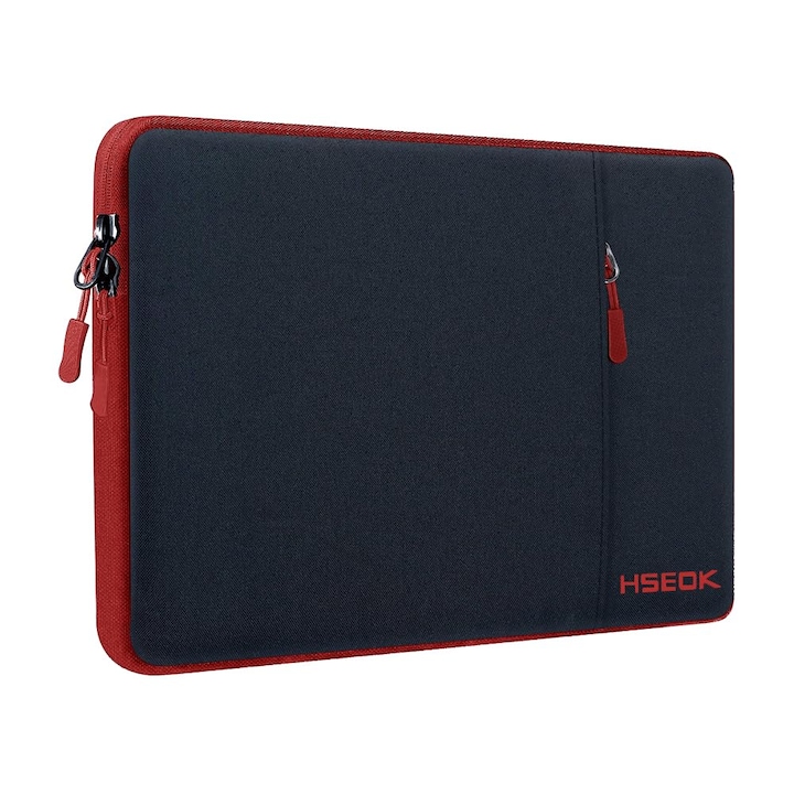 Husa Laptop Hseok 15, 6 Inch Compatibila Cu Macbook Pro 16 Inch/15, 4 Inch, Rezistenta La Socuri Si Hidrofuga Pentru Majoritatea Notebook-Urilor, Chromebook-Urilor Si Tabletelor De 15, 6 Inch, Negru Si Rosu