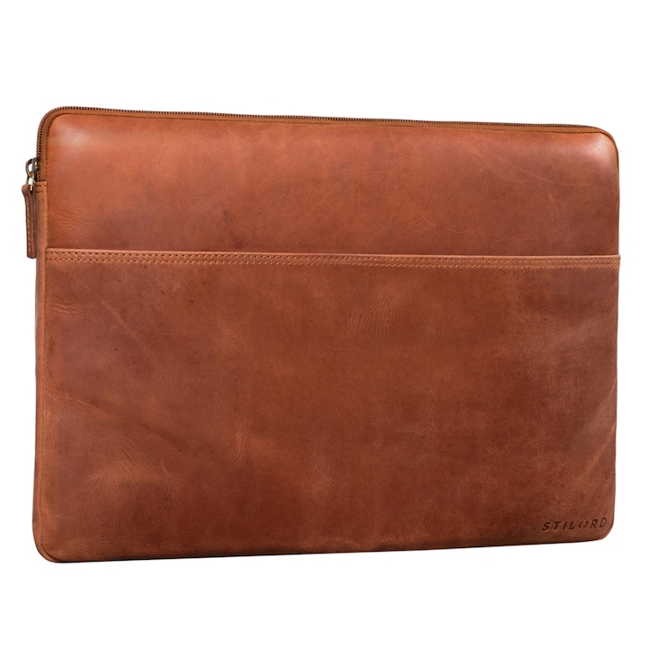 Geanta De Laptop Stilord 'Murphy' Din Piele, Tip Husa Vintage, Ideala Ca Geanta Pentru Macbook 16 Inch, Geanta Pentru Laptop 15 Inch, Geanta De Protectie Pentru Notebook 15 Inch, Cu Dosar De Documente, Culoare: Andorra - Maro
