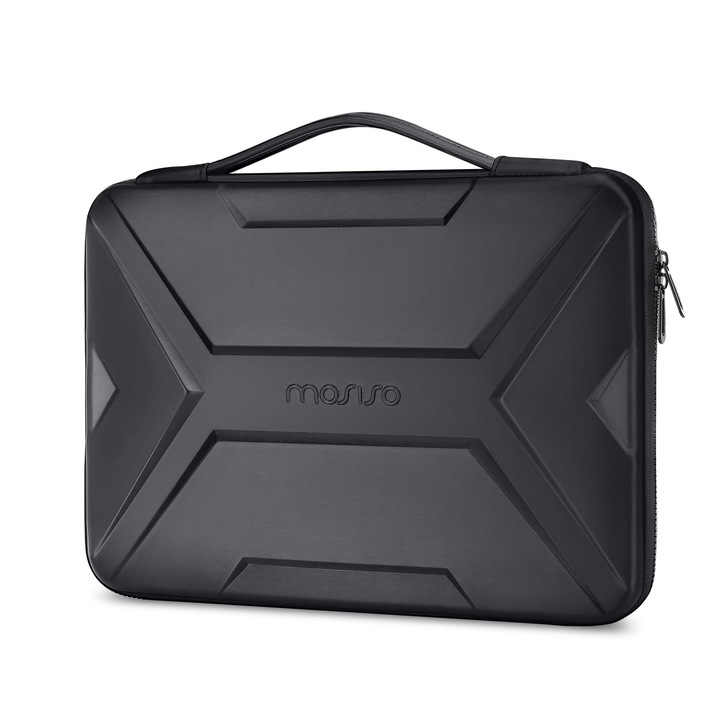 Husa Laptop Mosiso 15-16 Inch, Geanta Laptop Impermeabila Si Rezistenta La Socuri De 15, 6 Inch, Compatibila Cu Macbook Hp Dell, Husa Rigida Eva Cu Design Geometric Artistic Si Maner, Neagra