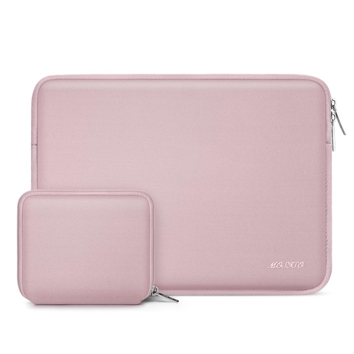 Geanta Laptop Mosiso 13, 3 Inch, Husa Laptop 13-13, 3 Inch Compatibila Cu Macbook Air/Pro 13 / Pro 14, Hp Dell Asus Lenovo Notebook, Geanta Laptop Din Neopren Cu Husa Mica, Roz Pal