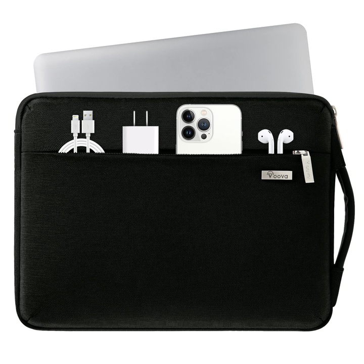 Voova Geanta Laptop 15 15.6 16 Inch, Protectie 360° Geanta Laptop 15.6 Husa Laptop Pentru Macbook Pro 16 (M5 2025), Acer Conceptd 16 Inspiron, Ideapad 15.6, Negru