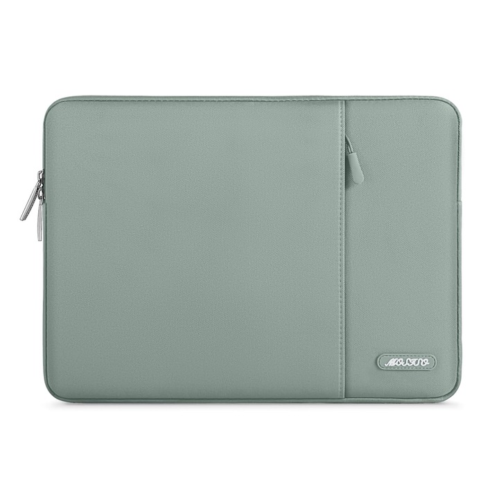 Husa Verticala Pentru Laptop Mosiso De 14 Inch, Compatibila Cu Hp Lenovo Dell Asus Acer, Hp Stream, Dell Latitude, Lenovo Ideapad, Din Poliester, Cu Buzunar, Verde Antic