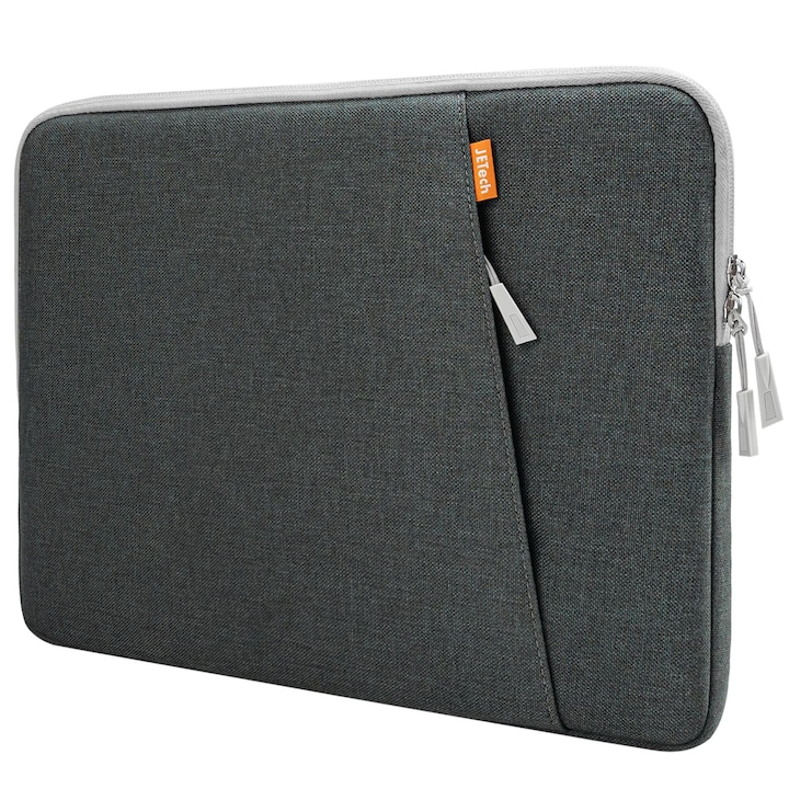 Husa Laptop Jetech Pentru Macbook Air/Pro (M5/M4/M3/M2/M1) 13-14 Inch 2020-2025, Notebook 13-13, 6 Inch, Husa Impermeabila Pentru Laptop Cu Buzunar Pentru Accesorii (Gri Inchis)