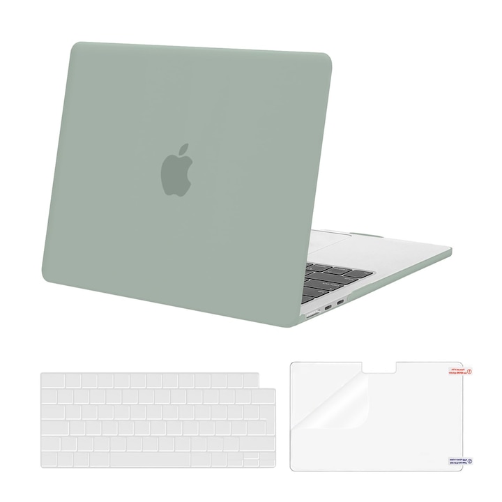 Mosiso Carcasa Compatibila Cu Macbook Air 13 Inch M4 M3 M2 2025 2024-2022 A3240 A3113 A2681, Carcasa De Protectie Rigida Pentru Macbook Air 13, 6 Inch Si Husa Pentru Tastatura Si Protectie Pentru Ecran, Verde Antic
