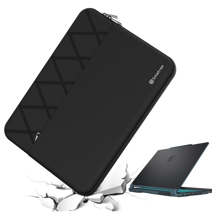 Husa De Protectie Smatree Pentru Laptop De 14 Inch, Anti-Soc, Conceputa Special Pentru Laptopurile De Gaming Msi 14, Cyborg 14 A13V/A13U, Creator M14 A13V, Modern 14 C12M/B11Mou/B11Mo/B11Sb/B4Mw/B10Mw/A10M, Neagra (E415)