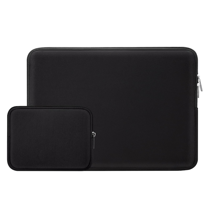 Rainyear Geanta Laptop 14 Inch Compatibila Cu Macbook Air M2 M3 M4 15 Inch, Husa De Protectie Captusita Pentru Notebook, Tableta, Ultrabook, Chromebook, Cu Buzunar Pentru Accesorii (Negru)