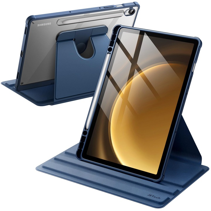 Husa rotativa JETech pentru Samsung Galaxy Tab S10 Lite S10 FE S9 10.9 inch, bleumarin