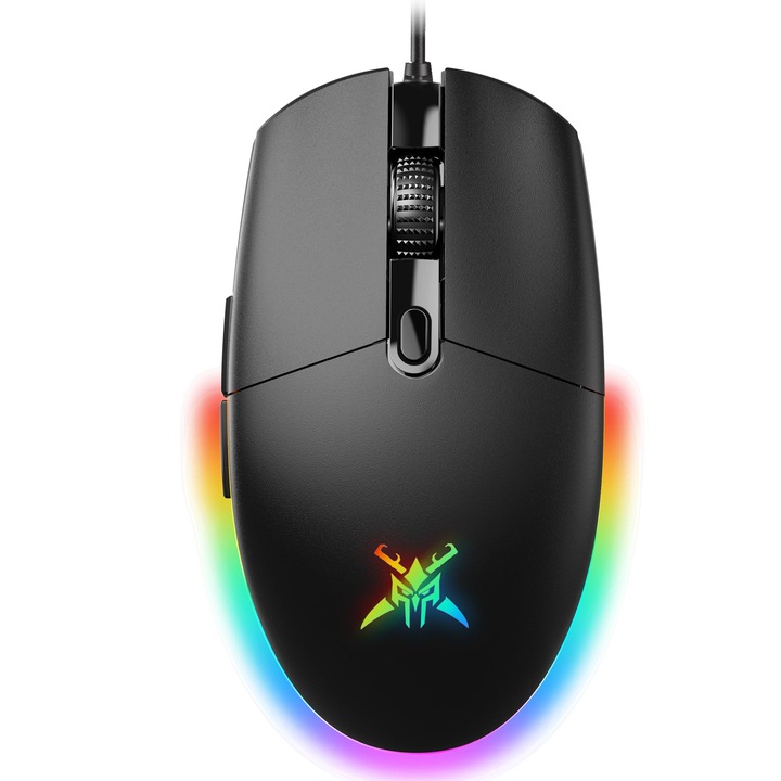 Tecknet Vezetékes Gaming Egér, Testreszabható RGB Világítás, 10000 DPI Vezetékes Optikai Gaming Egér PC/Laptophoz, 1000Hz, 75G Könnyű Súly, 6 Programozható Gomb és Testreszabható Makrók, Fekete