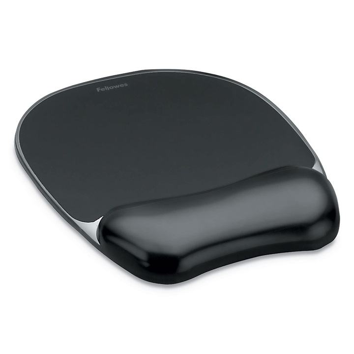 Fellowes Crystals egérpad csuklótámasszal - Gélpárnás egérpad - Ergonomikus egérpad - Gamer egérpad - Csuklótámasz - Szín: Fekete