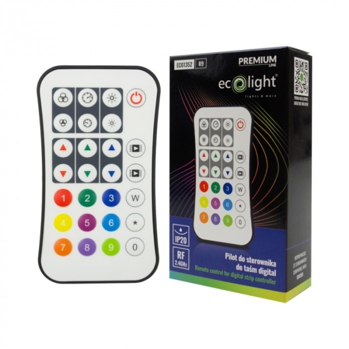 Telecomanda RF Ecolight pentru benzi LED RGB/RGBW, alb