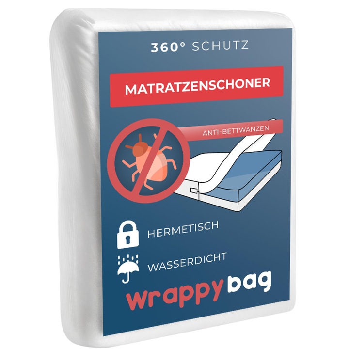 Vízálló Matracvédő Wrappybag – Ágybetét- és Atkaellenes Matrachuzat – Vegyszermentes és Légáteresztő – 160X200X25 Cm – 15 Méretben Kapható