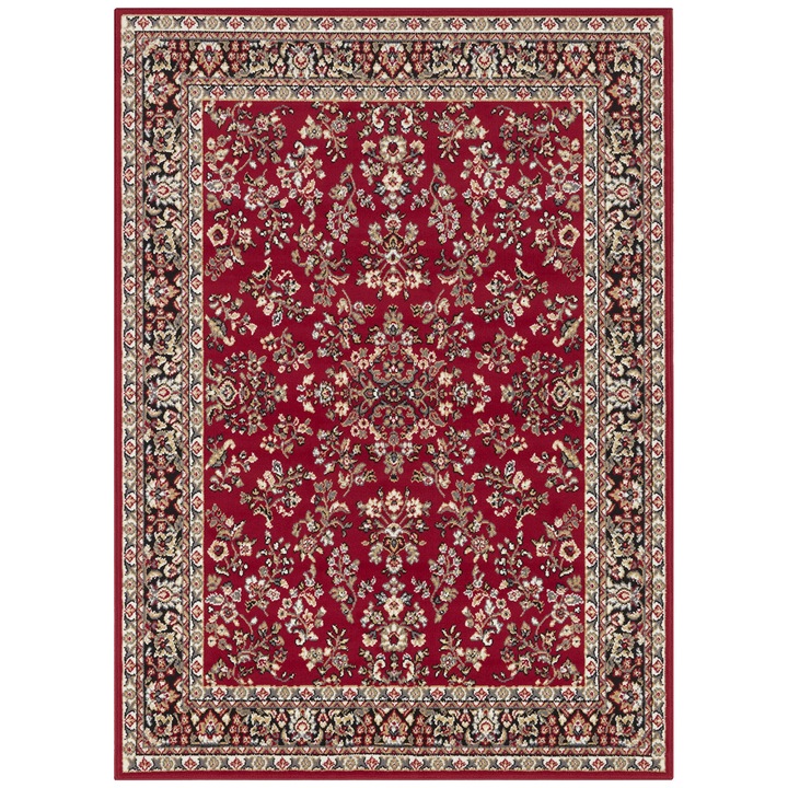 Covor Oriental Hanse Home Design Cu Fir Scurt Pentru Living - Zabul Aspect Persan, Covor Oriental Pentru Sufragerie, Living, Dormitor - Rosu, 80X250 Cm