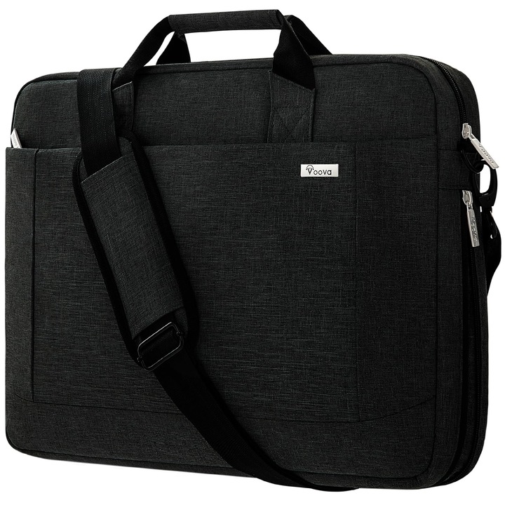 Geanta Mare Voova Pentru Laptop De 14 15 15, 6 16 Inch, Capacitate Cu 30% Mai Mare, Compartimente Interioare Ingrosate, Geanta Impermeabila Pentru Notebook, Poate Fi Plasata Pe Valiza, Compatibila Cu Macbook, Dell, Hp, Negru
