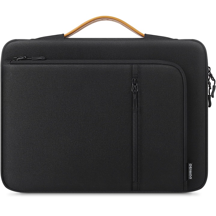 Geanta Laptop Domiso Business, 15.6 Inch, Premium, Impermeabila Si Rezistenta La Socuri, Cu Maner Pentru Macbook Pro 15", Hp Elitebook, Dell Latitude, Neagra