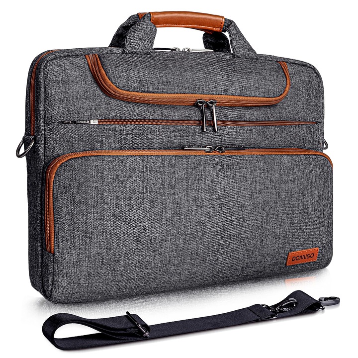 Geanta Laptop Domiso, Geanta Impermeabila Pentru Laptop De 17 Inch, Servieta Business Pentru Barbati, Pentru Notebook De 17-17, 3 Inch/Dell/Lenovo/Acer/Hp/Msi/Asus, Gri Inchis 2