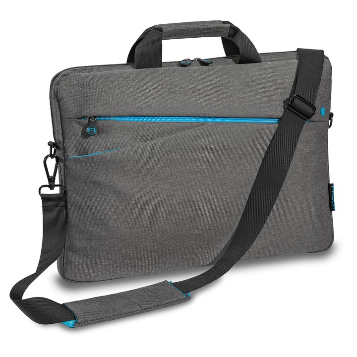 Pedea - Geanta Pentru Laptop *Moda* Geanta Pentru Notebook Pana La 15, 6 Inci - Geanta De Umar Pentru Laptop Cu Curea De Umar - Husa Pentru Laptop Gri - Geanta Pentru Notebook Pentru Femei Si Barbati