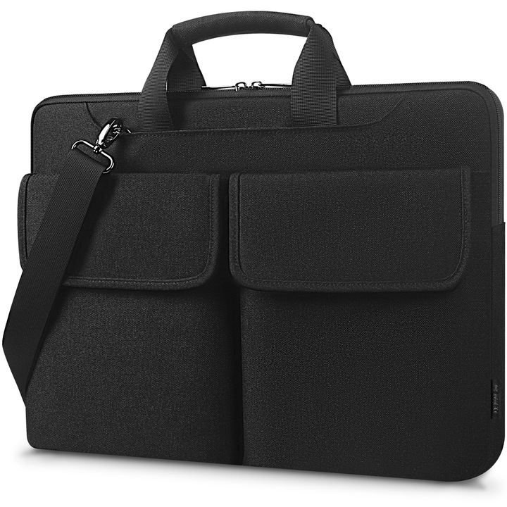Domiso Geanta Laptop 17 Inch Servieta Multifunctionala Geanta De Umar Pentru Laptop-Uri De 17"/17.3" Hp Pavilion 17/Msi Gs73Vr Stealth Pro/Asus, Negru