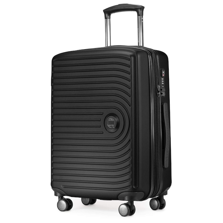Hauptstadtkoffer Mitte - Kézipoggyász 55X40X23, TSA, 4 kerék, Utazó bőrönd, Keményfedeles bőrönd, Gurulós bőrönd, Kézipoggyász, Fedélzeti poggyász, Fekete