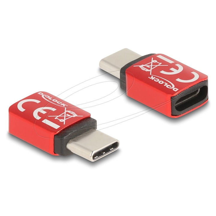 DeLock USB Data Blocker USB Type-C masculin la USB Type-C feminin 240W, rosu
