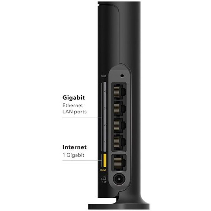 Router Wireless Netgear AX1800 WiFi 6, Dual Band, 2,4GHz 574Mbps, 5GHz 1200Mbps, Negru