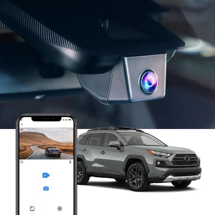 Kamera Auto Fitcamx 4K Kompatibilis Toyota Rav4 Le Xle Limited Xse Adventure Se Premium Hybrid Gen5 (B modell) 2022-2025, OEM Autókamera, 2160P Videó, Wifi, G-szenzor, Hurokfelvétel, WDR, Plug&Play, 64 GB Kártya