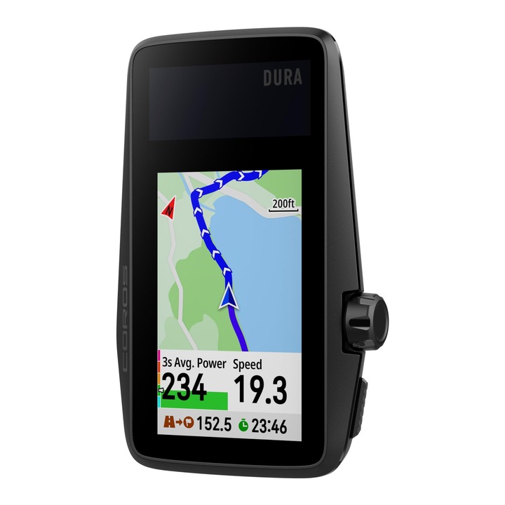 Coros Dura Solar GPS kerékpáros komputer, 120 órás GPS akkumulátor-üzemidő, szoláris töltés, 2,7”-os színes Mip érintőképernyős kerékpáros navigáció, gyors adat szinkronizálás, lépésről lépésre navigáció, kettős frekvenciájú GPS