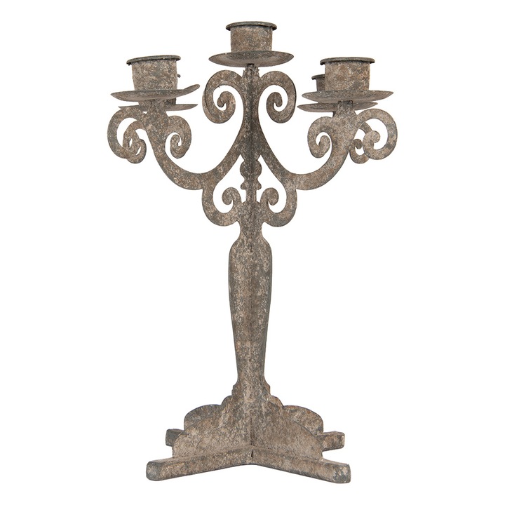 Sfesnic lumanari metal gri vintage 21x21x26 cm