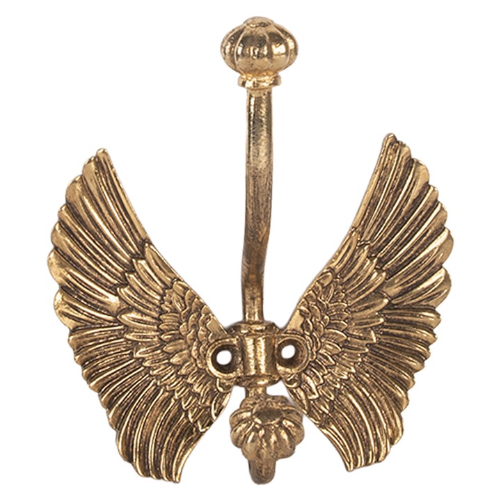 Закачалка за стена Ангелски крила метална златна 12x6x13 см