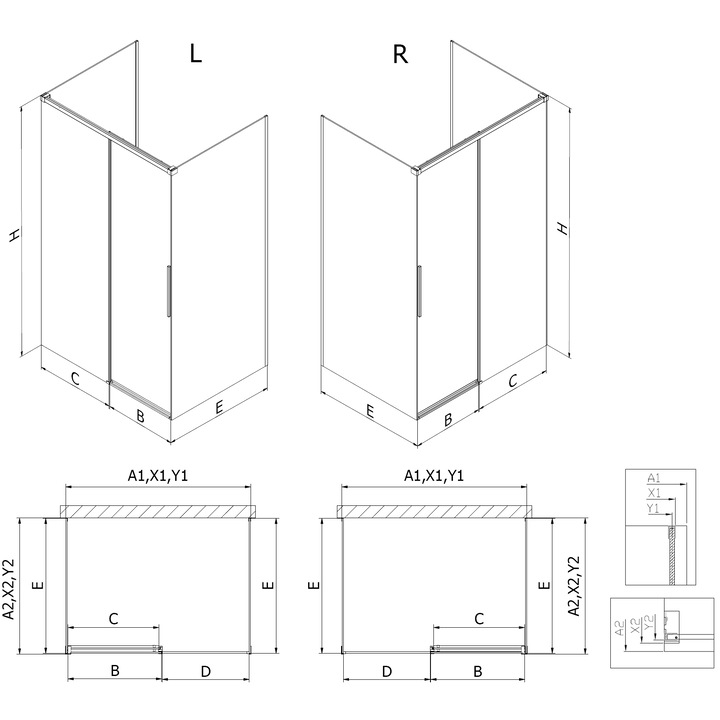 Cabina de dus glisanta Mexen Rox 90x70cm, transparenta, crom, dreapta