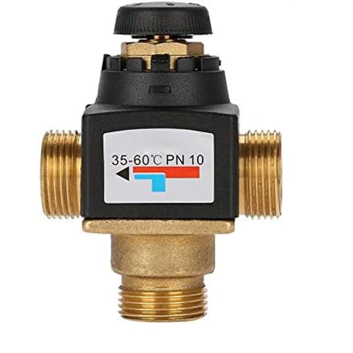 Robinet de amestec termostatic pentru boiler solar, Rqiurpn, 3 cai DN20 alama cu filet exterior