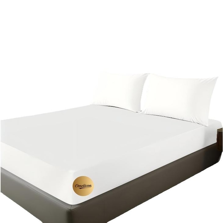 Husa Premium De Pat Pentru Protectia Saltelei, Omelivon®, Protectie Saltea, Moale si respirabil, Sistem de prindere cu elastic, Un somn confortabil, Lavabila la masina, 180x200cm, Alb