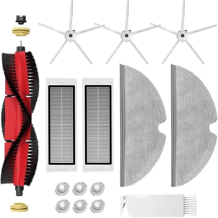 Kit accesorii Wacorresi pentru aspiratoare robot, set filtrare HEPA, perii laterale din silicon, microfibră, detasabil