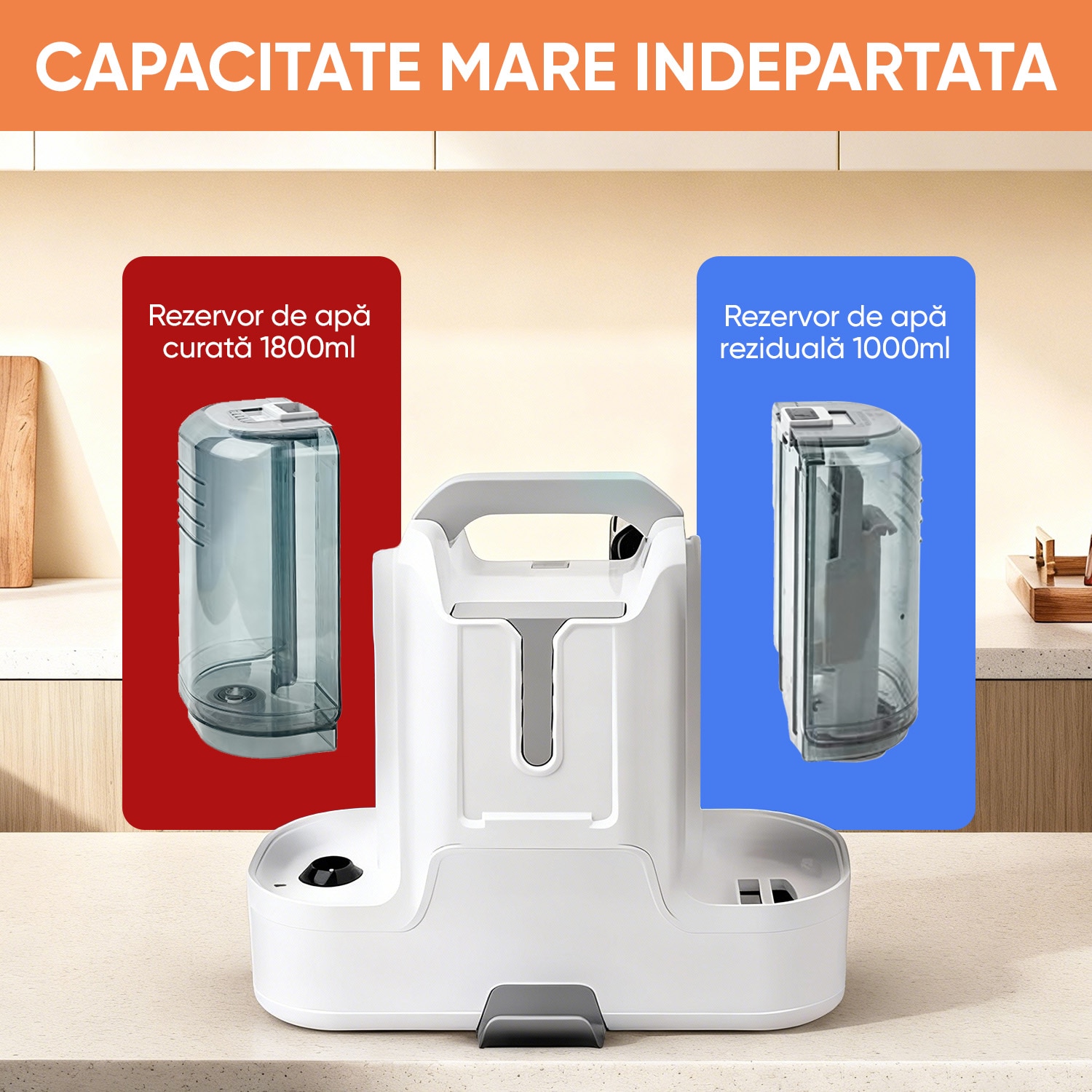 Aspirator Cu Spalare, Ultrixe, 3 In 1 Aspirator profesional cu Extractie, 450W, 12KPa, Rezervor Dublu 1.8L + 1L, Auto Clean, 6 Accesorii, Portabil, Pentru Auto, Canapea, Mocheta, Alb