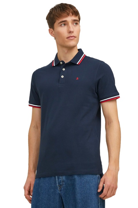 Tricou polo bărbați Jack & Jones Jjepaulos 0071402 90-42, Design clasic, Logo brodat, Bumbac, L, Albastru închis
