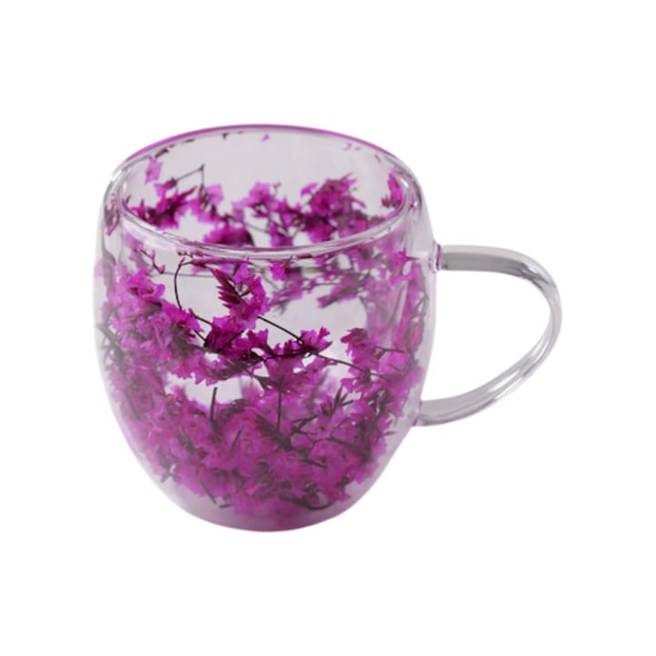 Стъклена термо чаша CupHup Passion Flower, Двойно дъно, Stinking Hellebore