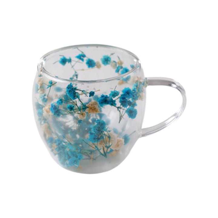 Стъклена термо чаша CupHup Passion Flower, Двойно дъно, Enigma