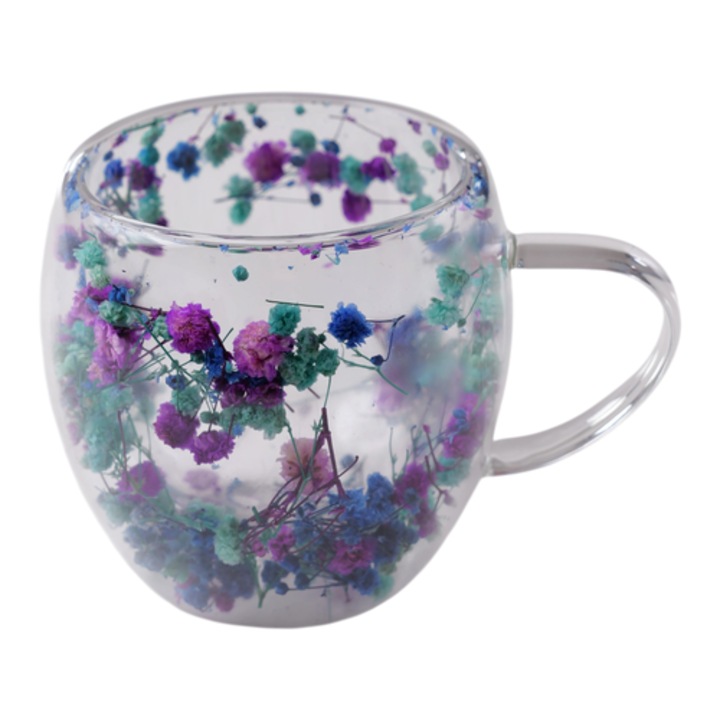 Üveg termo bögre CupHup Passion Flower, Dupla alj, Éj királynője