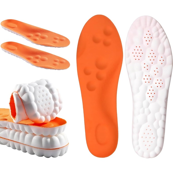 Set 2 bucati branturi inaltatoare ortopedice, design 4D, elasticitate ridicata, respirabil si confortabil, marime universala, se potriveste tuturor stilurilor de incaltaminte, YQLAFT, portocaliu