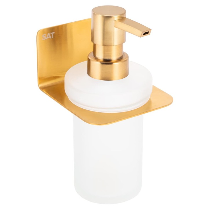 Dispenser de sapun SAT Mood, aur mat, 200ml, tip montare fara gaurire