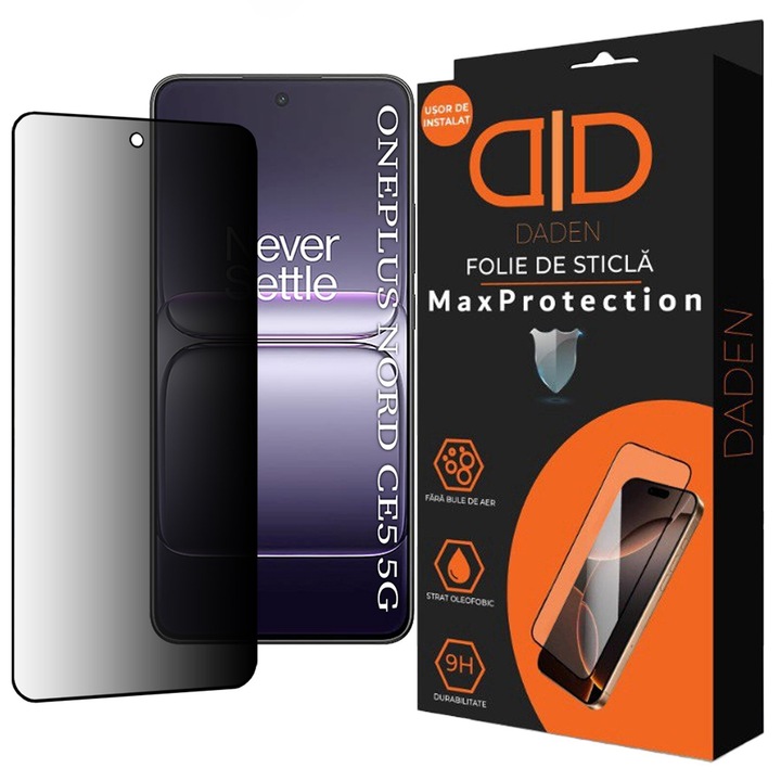 Folie Privacy Sticla pentru OnePlus Nord CE5 Daden MaxProtection, Full Cover, Protectie Profesionala, Ultra Rezistenta, Calitate Premium