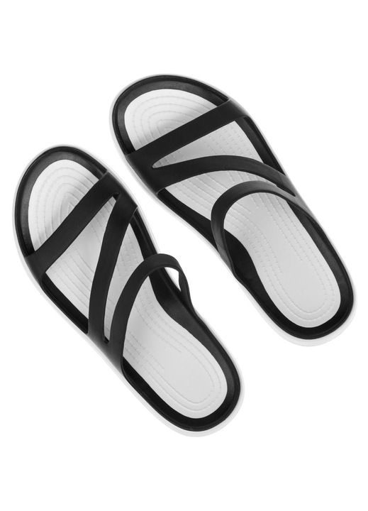Papuci de curele negre - 65875, Alb | Negru, One Size