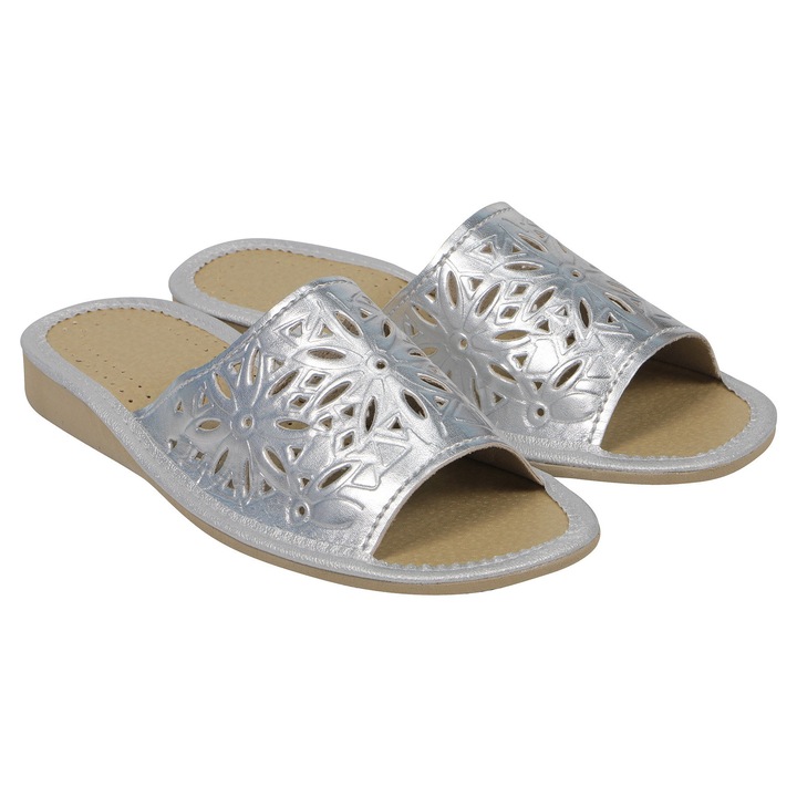 Papuci de casa pentru femei Flip Flops cu decupaje Lumina confortabila neacoperita, Argintiu, 40