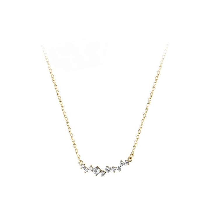 Colier din Argint 925, Minimalist cu Zircon, Auriu, Sic Moda 6102B