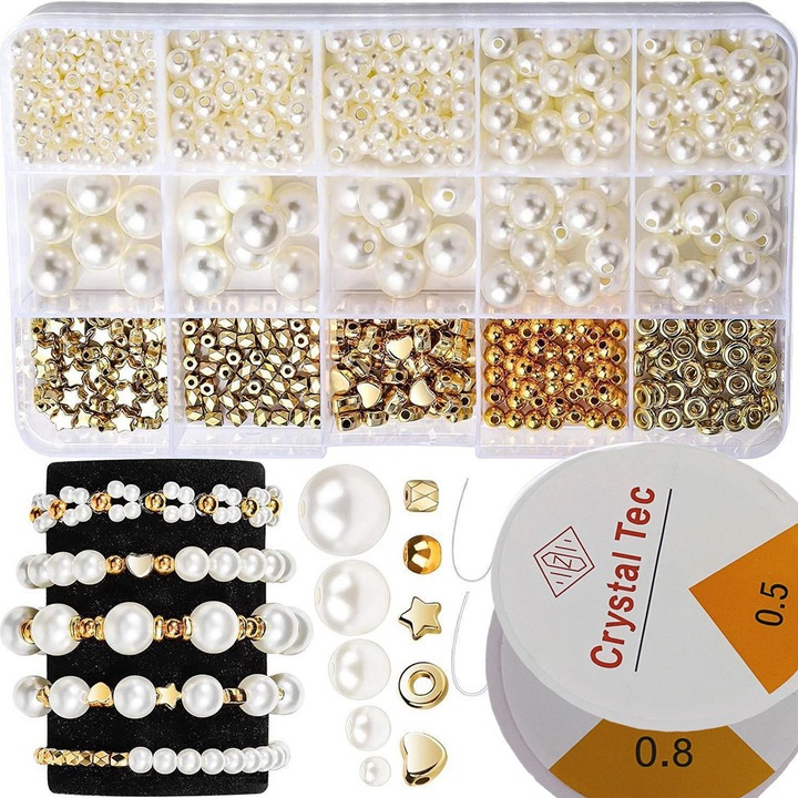 Set de margele pentru bratari, BOMSTOM, 720 piese, cutie de depozitare inclusa