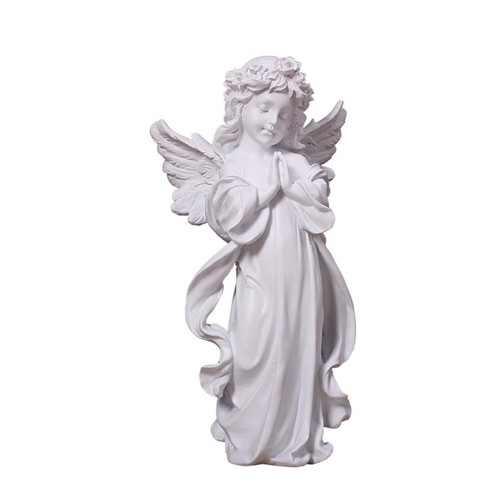 Statueta de Inger Copil Rugator si Figurine Dragute Memoriale, Sculptura de Ingeri din Rasina cu Aripi, Decoratiuni pentru Gradina si Casa, pentru Camera de Zi, Rafturi, Dulapuri, Ornamente de Masa si Piese Centrale