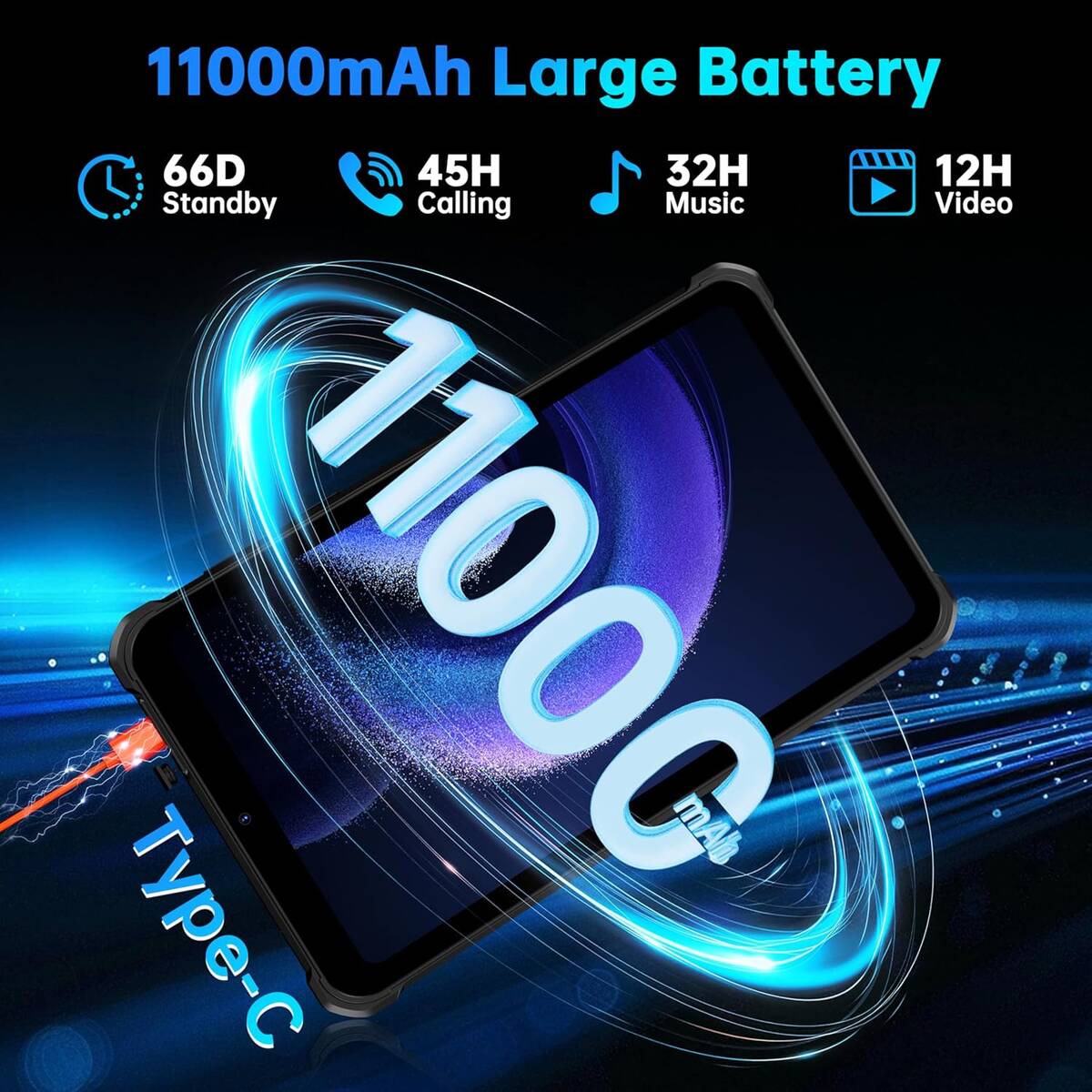 Tableta OUKITEL RT3 Plus 4G Display IPS 8Inch RAM 4GB + Flash 128GB 11000mAh Android 15 Negru