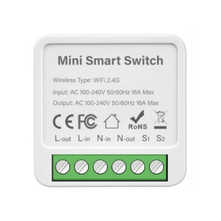 Smart WiFi kapcsoló 16A programozható, vezeték nélküli, Tuya, Amazon Alexa, Google Assistant kompatibilis